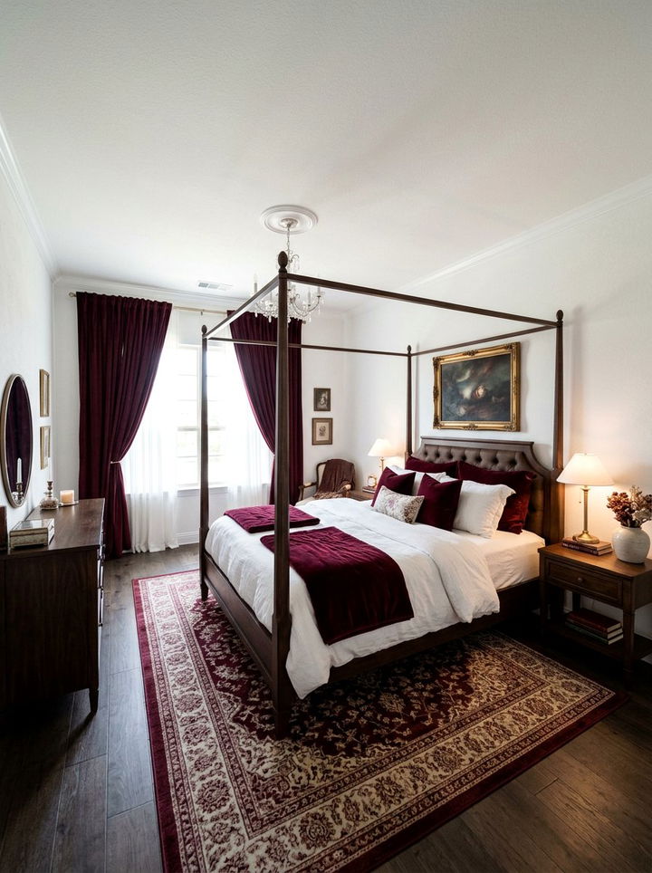 Deep Burgundy Red White Bedroom - 30 red and white bedroom ideas