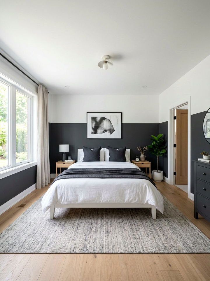 Deep Charcoal And Crisp White Bedroom - 30 gray and white bedroom ideas