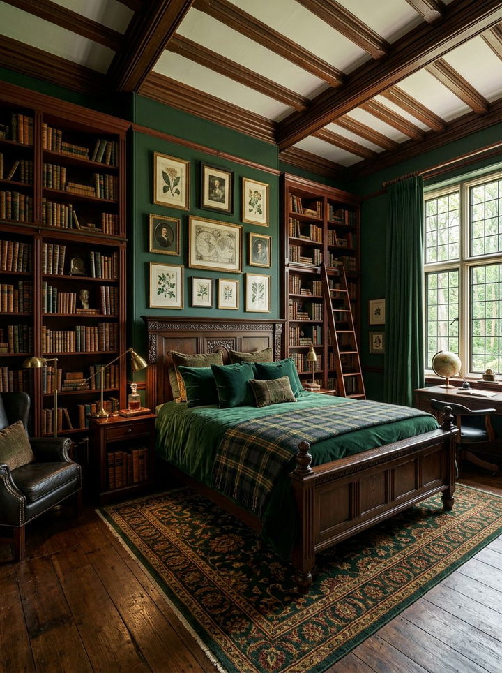 Deep Forest Green - 30 dark academia bedroom color ideas