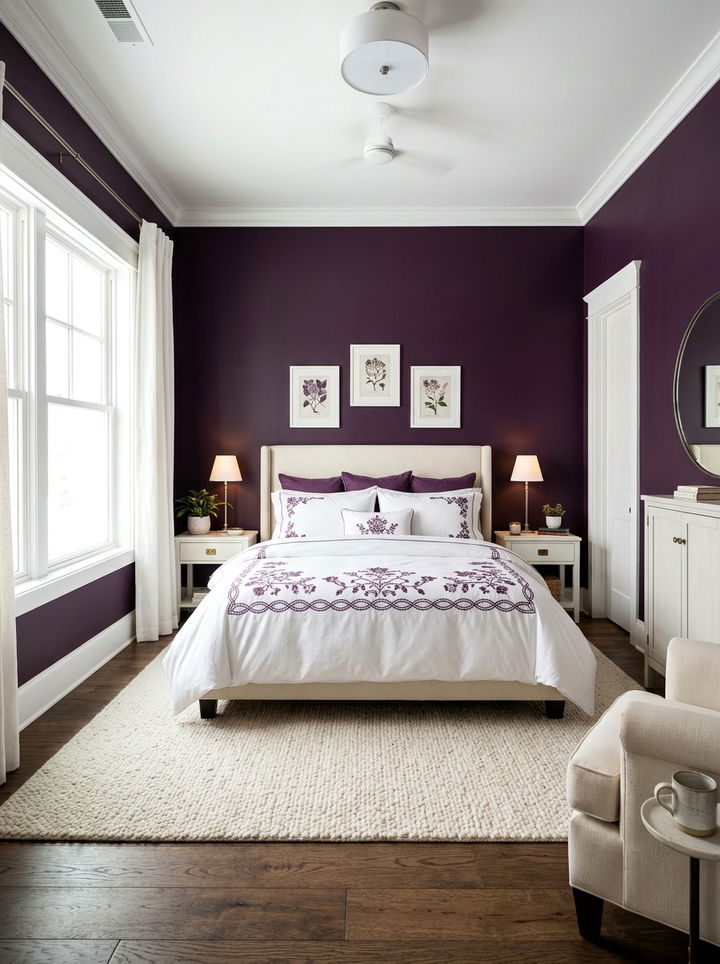 Deep Grape Colored Bedroom Walls - 30 purple and white bedroom ideas
