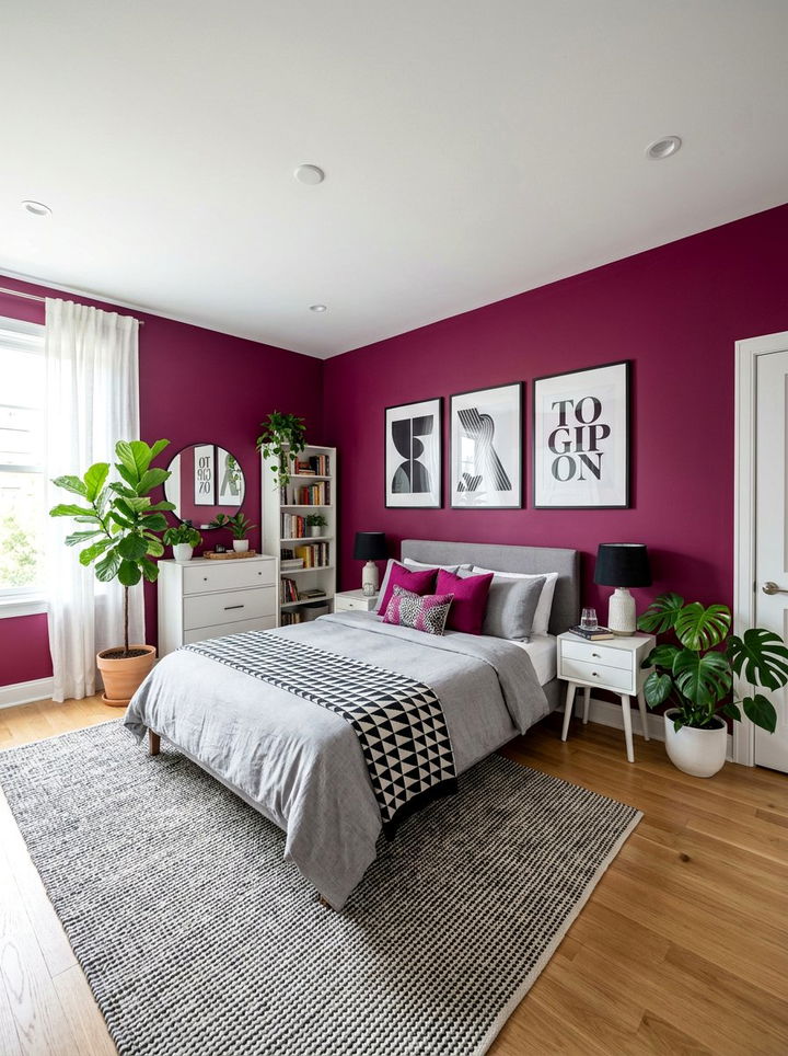 Deep Magenta Bedroom Styling - 30 jewel toned bedroom ideas
