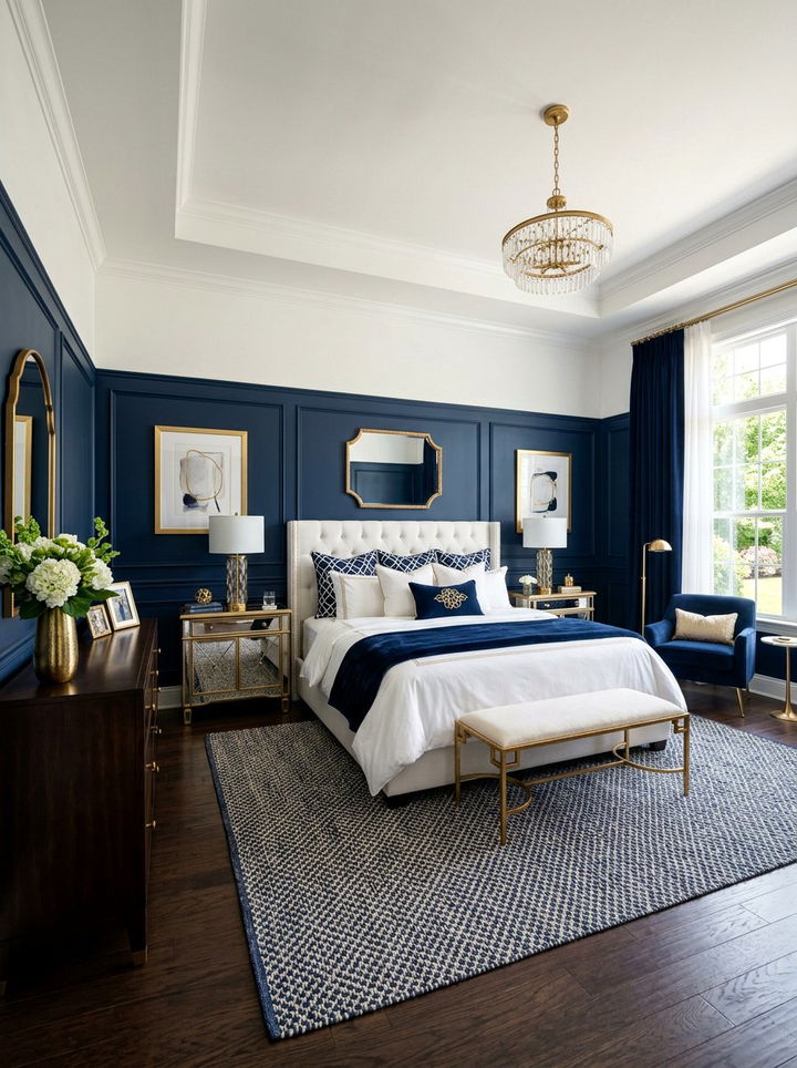 Deep Navy Bottom Half - 30 bedroom half painted walls