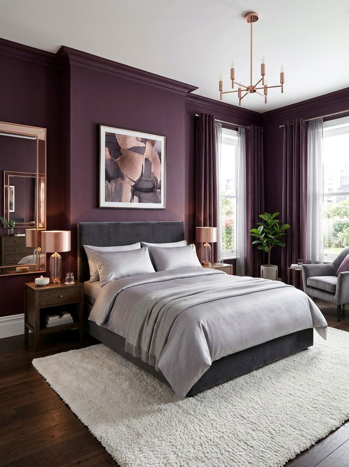 Deep Plum Bedroom - 30 jewel tone bedroom ideas