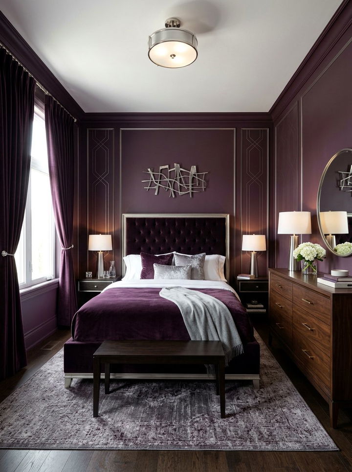 Deep Plum Bedroom - 30 winter inspired bedroom color ideas