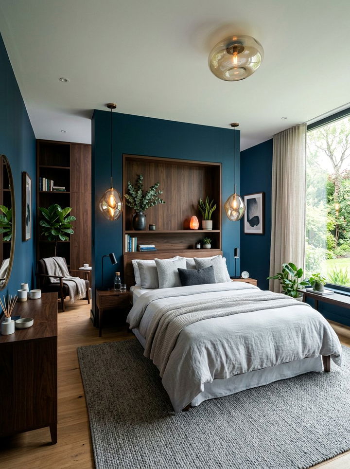 Deep Sea Blue Modern Bedroom - 30 modern blue bedroom ideas