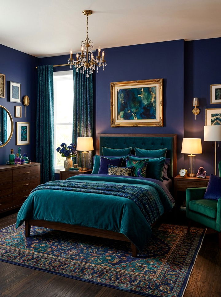 Deep Teal And Indigo Mix - 30 indigo bedroom ideas