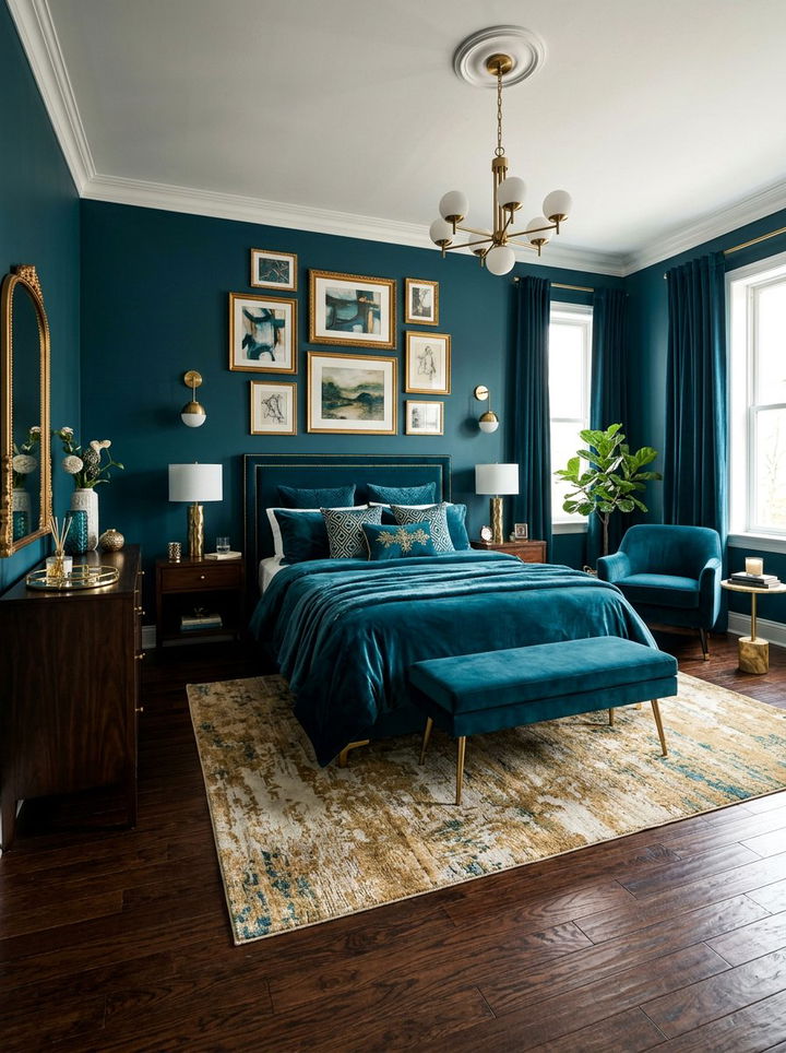 Deep Teal Bedroom - 30 relaxing bedroom color ideas