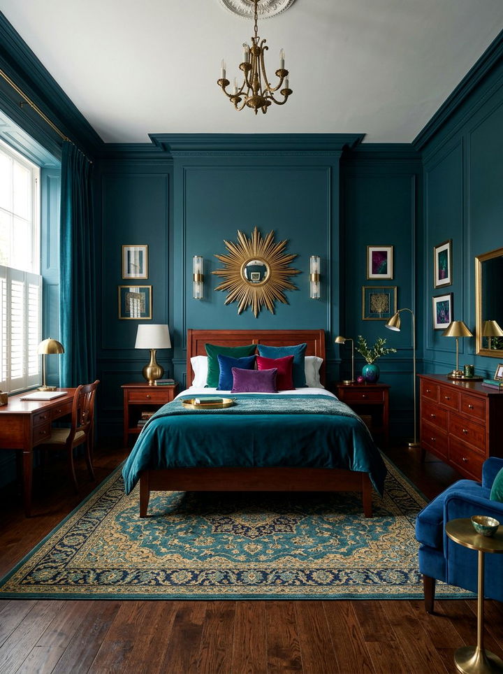 Deep Teal Bedroom - 30 autumn inspired bedroom color ideas