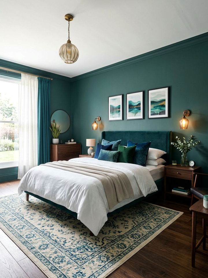 Deep Teal Green Bedroom - 30 cool green bedroom ideas