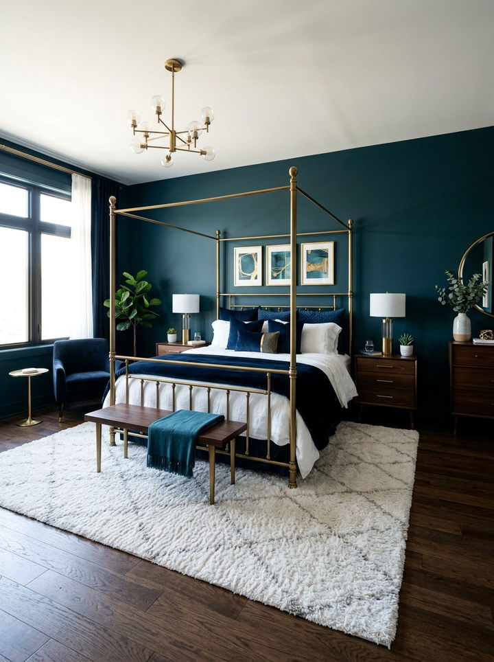 Deep Teal Master Bedroom - 30 ocean inspired bedroom color ideas