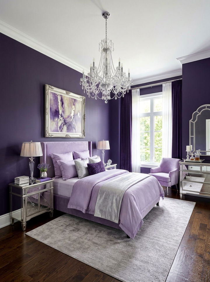 Deep Violet Sophisticated Bedroom - 30 dark color bedroom ideas