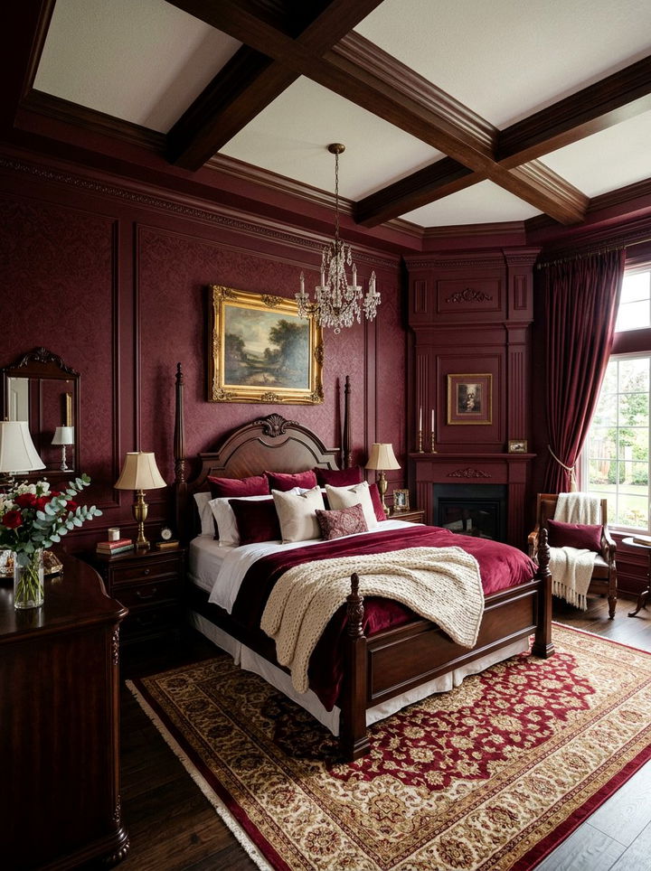 Deep burgundy bedroom color - 30 moody bedroom ideas