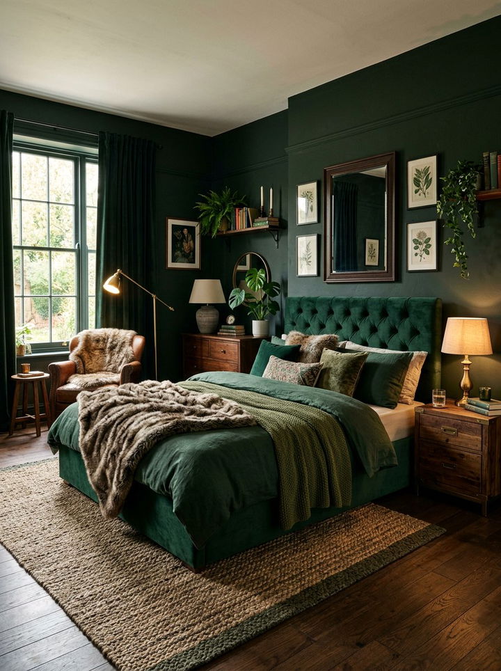 Deep green bedroom - 30 contemporary green bedroom ideas