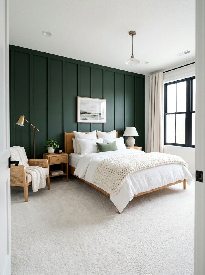 Deep green textured bedroom - 30 green and white bedroom ideas