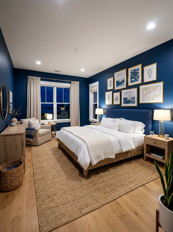 Deep indigo coastal bedroom - 30 coastal bedroom color ideas