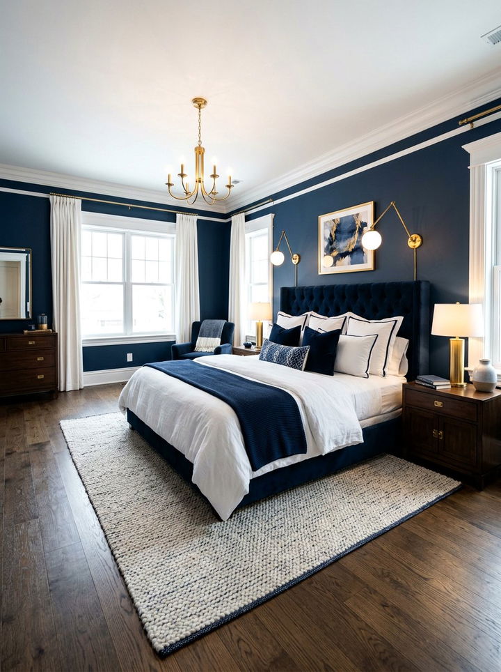 Deep navy bedroom design - 30 nature inspired bedroom color ideas