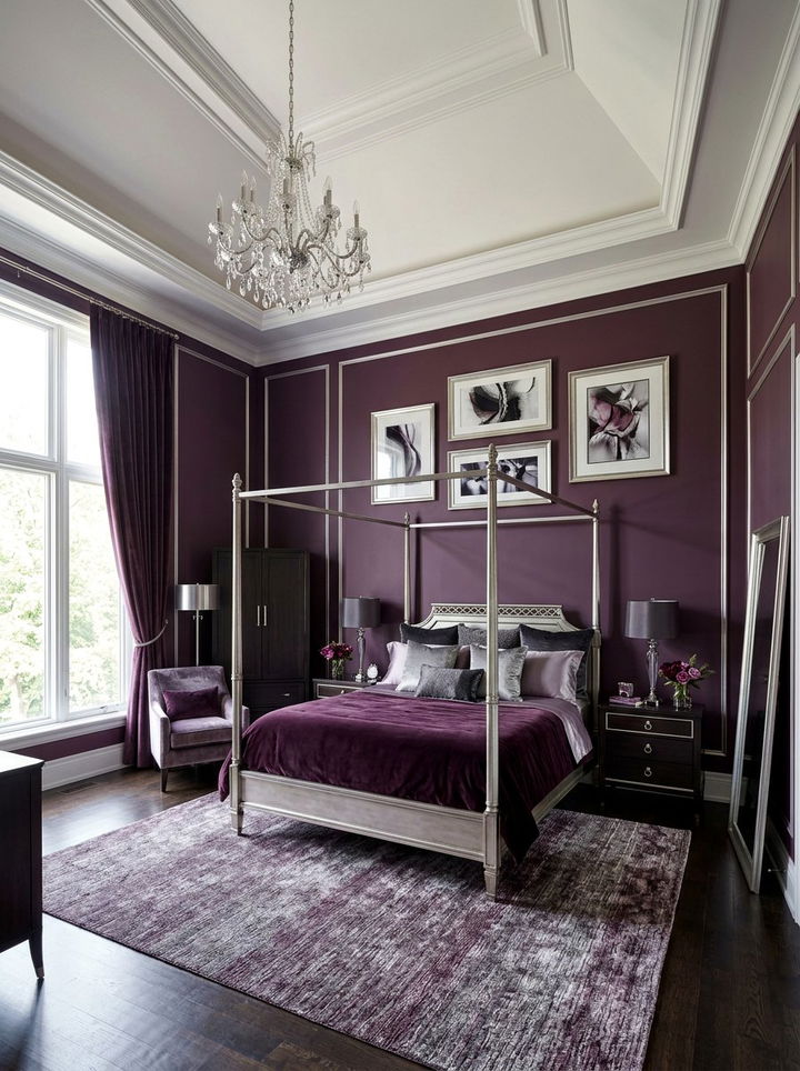 Deep plum bedroom - 30 cool tone bedroom ideas