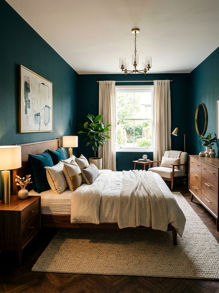 Deep teal bedroom - 30 earthy bedroom color ideas