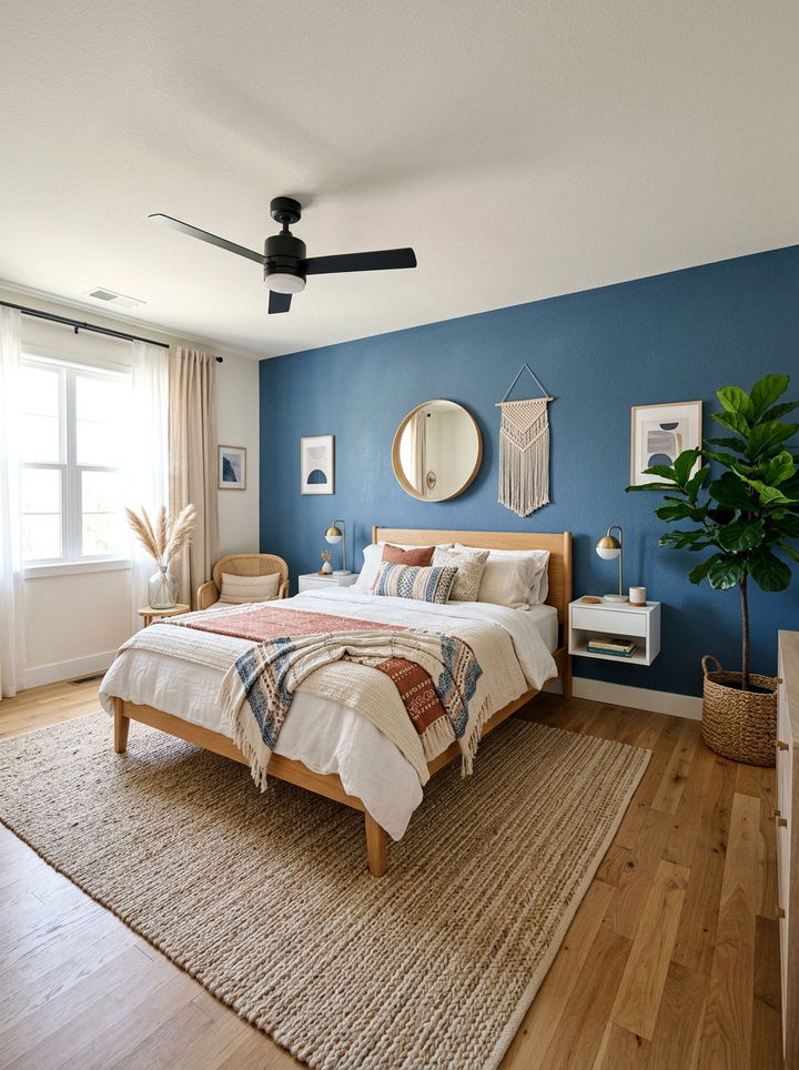 Denim Blue Accent Wall - 30 denim blue bedroom ideas