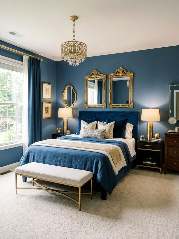Denim Blue And Gold Decor - 30 denim blue bedroom ideas