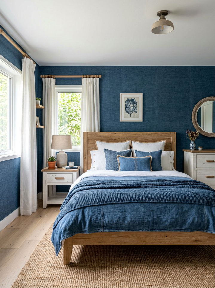 Denim Blue Bedroom - 30 blue and white bedroom ideas