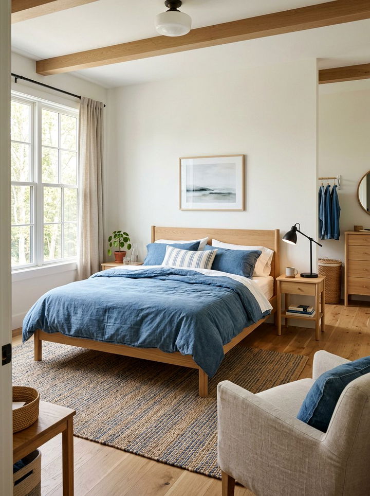 Denim Blue Casual Bedroom - 30 minimalist blue bedroom ideas