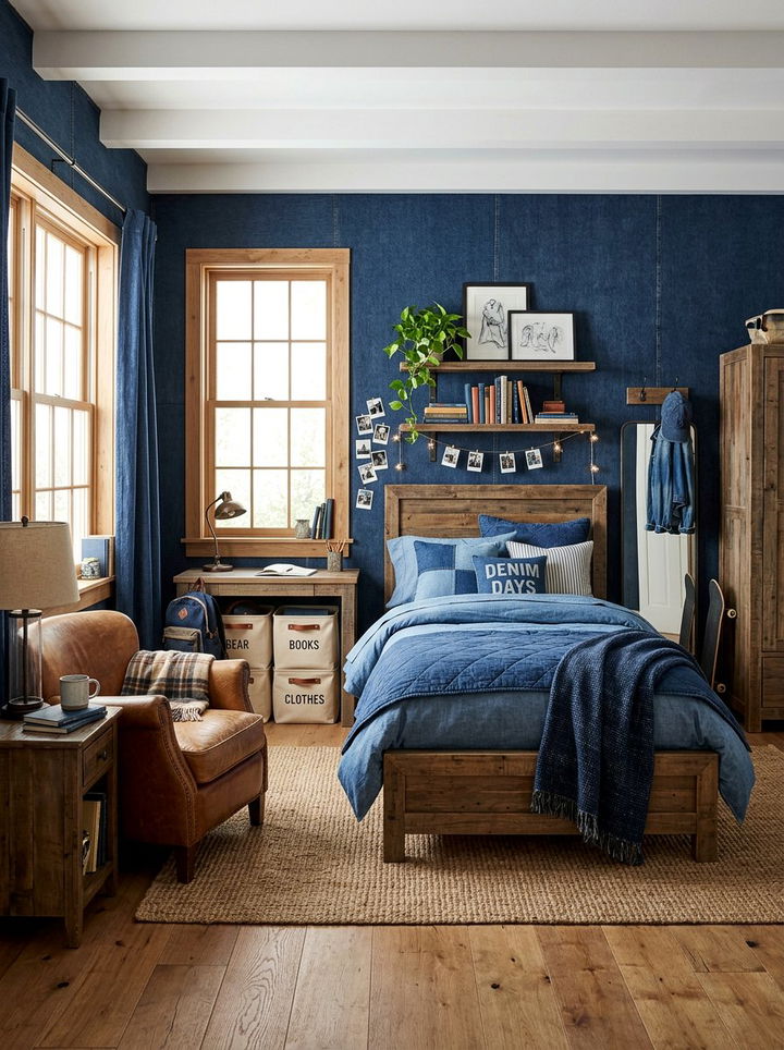 Denim Blue Casual Bedroom - 30 blue bedroom design ideas