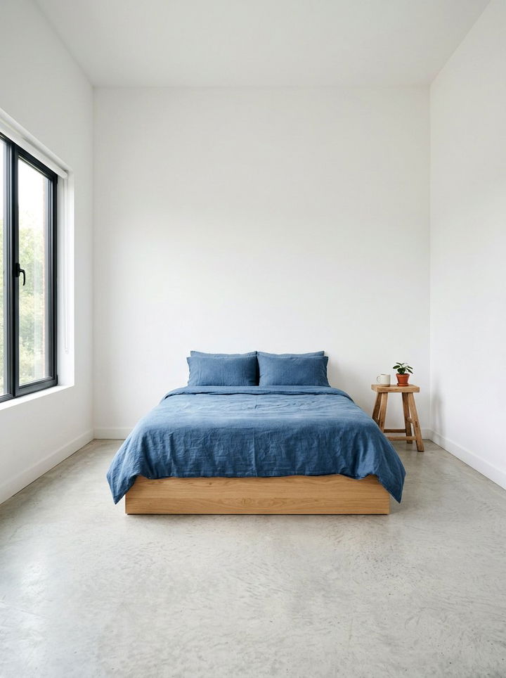 Denim Blue Minimalist Room - 30 denim blue bedroom ideas