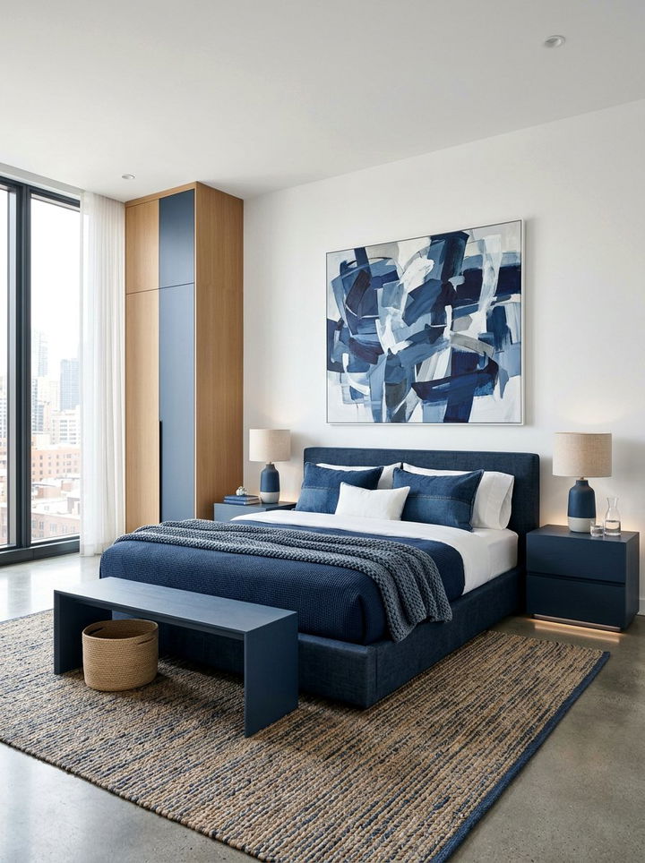 Denim Blue Modern Bedroom - 30 denim blue bedroom ideas