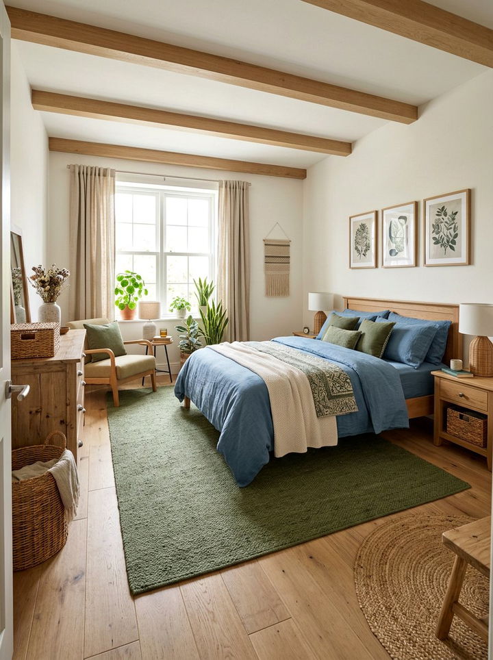 Denim blue and moss green bedroom - 30 blue and green bedroom ideas