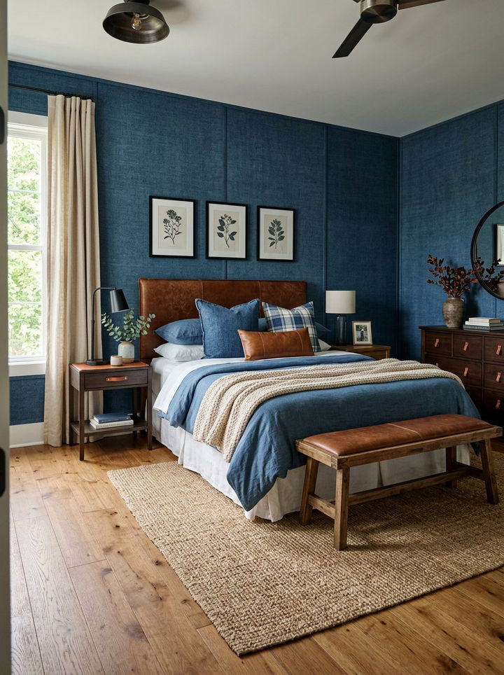 Denim blue bedroom - 30 bedroom blue walls