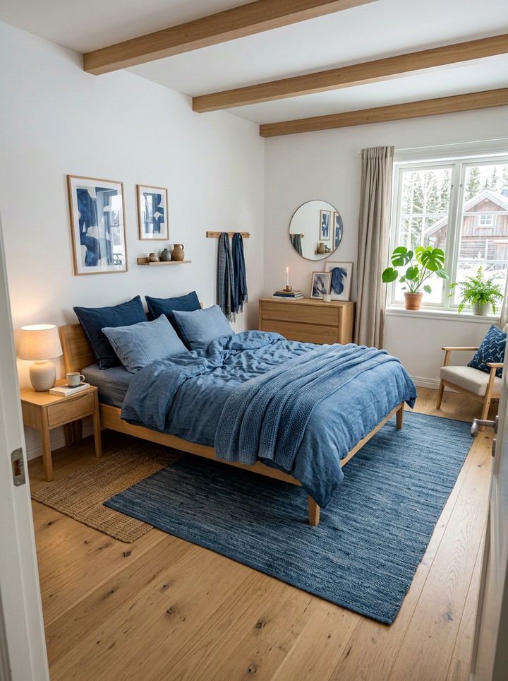 Denim blue scandinavian bedroom - 30 Scandinavian bedroom color ideas
