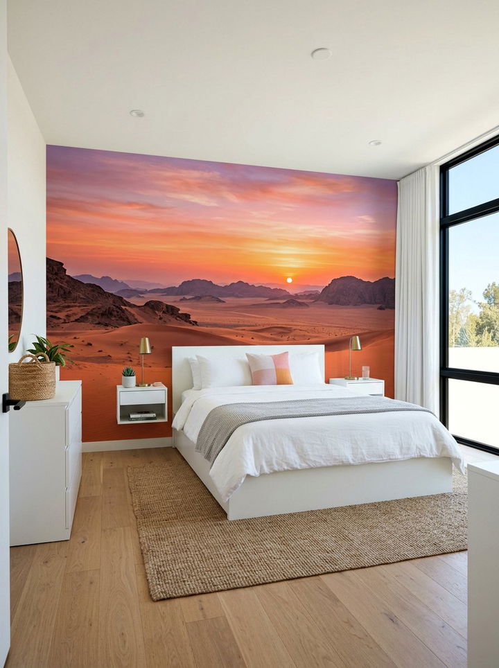 Desert Sunset Mural Bedroom - 30 Southwestern bedroom ideas