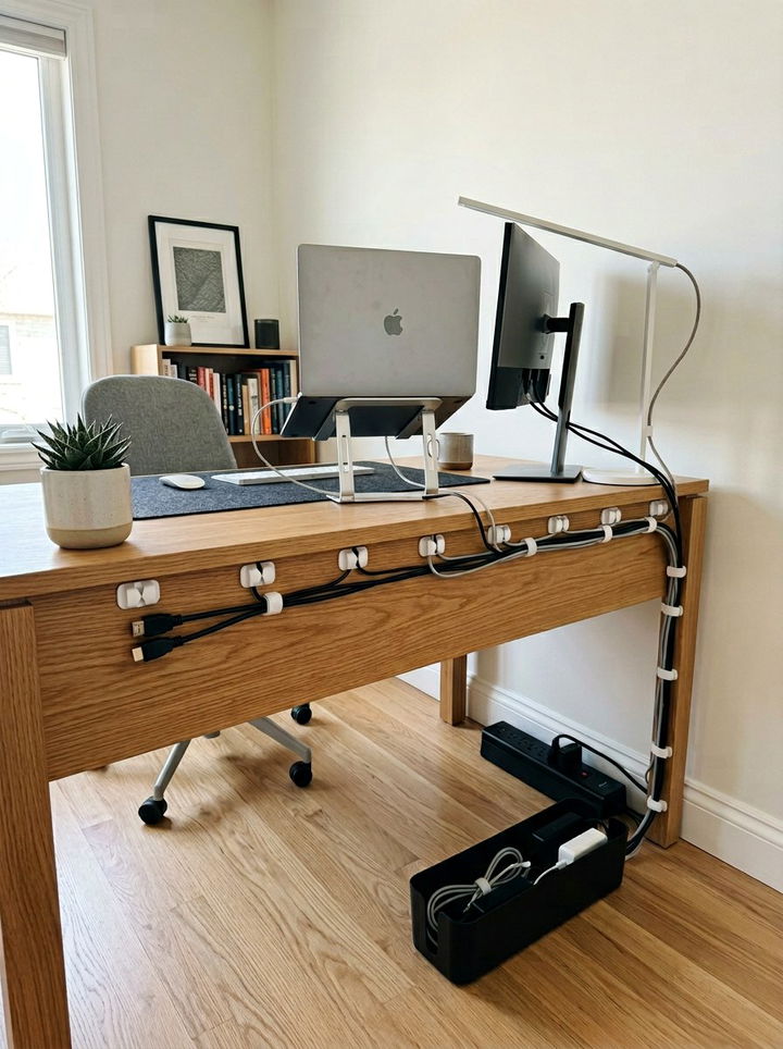 Desk Cable Management - 30 command strip bedroom ideas
