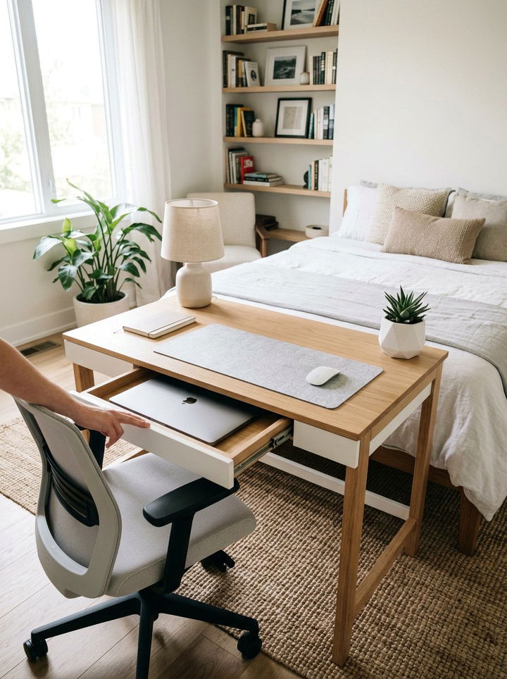 Desk With Secret Drawer - 30 bedroom concealed storage ideas