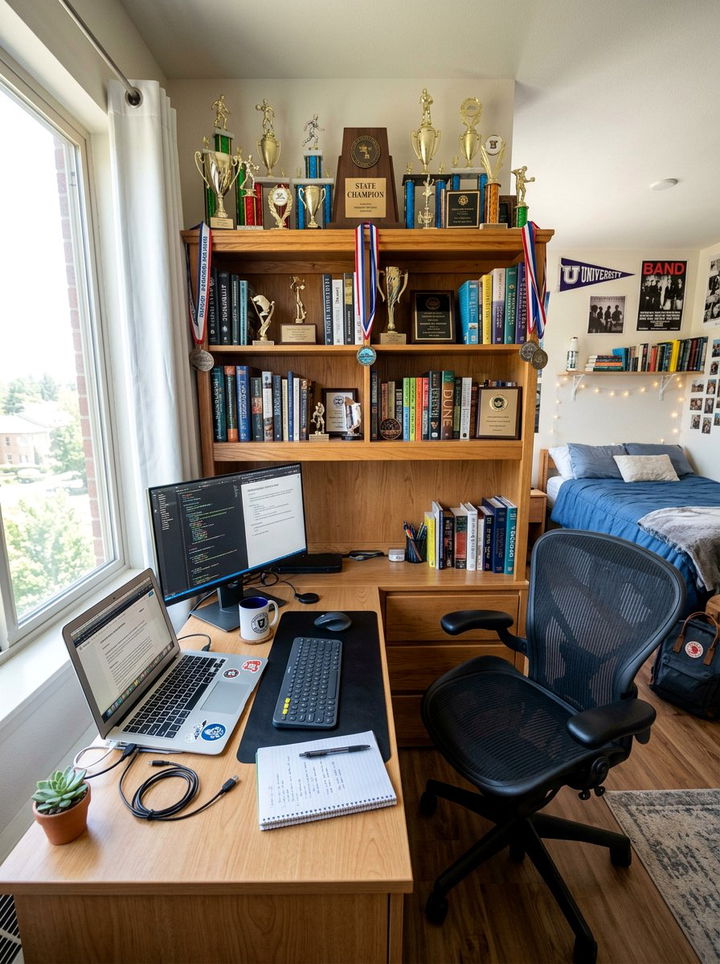 Desk trophy hutch - 30 bedroom trophy display ideas