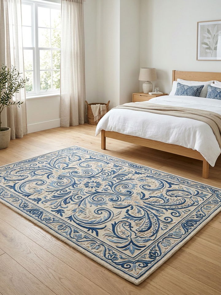 Detailed Crewel Work Rug - 30 embroidered bedroom ideas