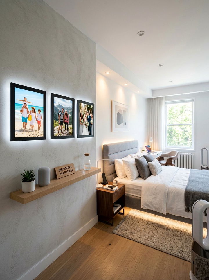 Digital photo frame collection - 30 bedroom memory wall ideas