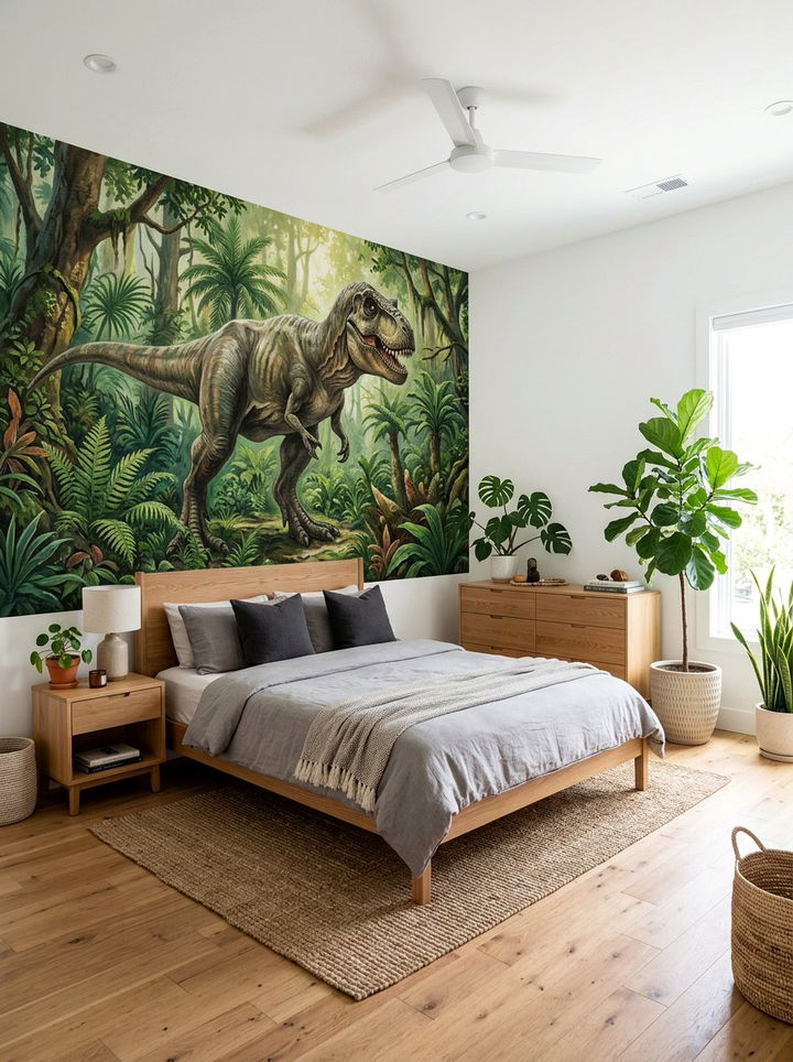 Dinosaur Wall Mural - 30 dinosaur bedroom ideas