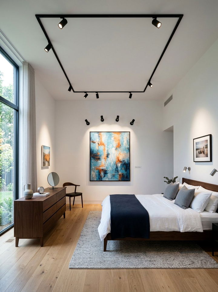 Directional Spotlight Art Lighting - 30 bedroom layered lighting ideas