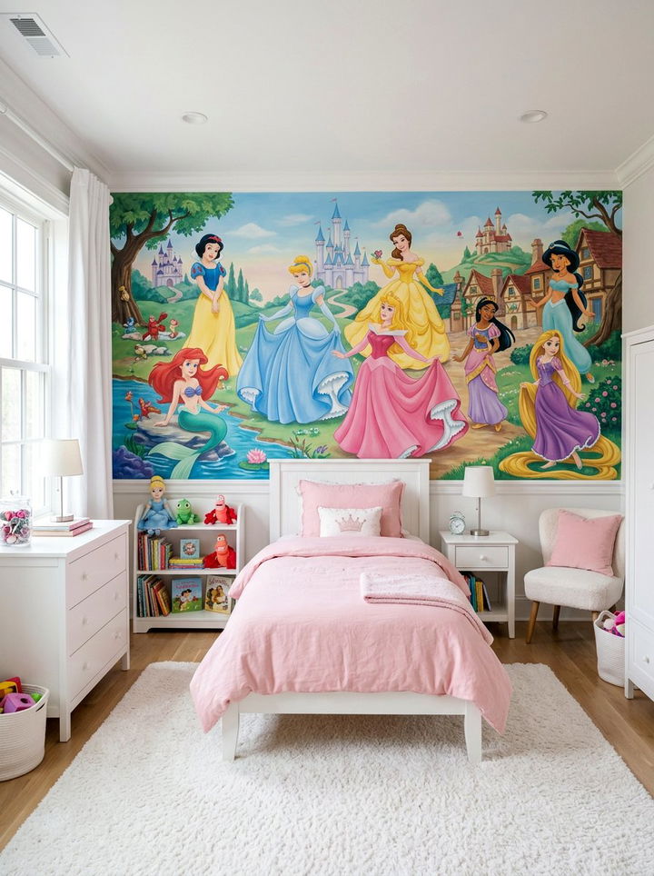 Disney princess wall mural - 30 princess bedroom ideas
