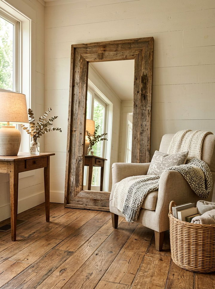 Distressed Farmhouse Floor Mirror - 30 bedroom floor mirrors