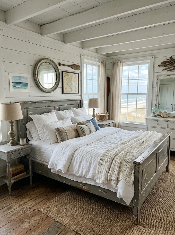 Distressed Grey Coastal Bedroom - 30 coastal grey bedroom ideas