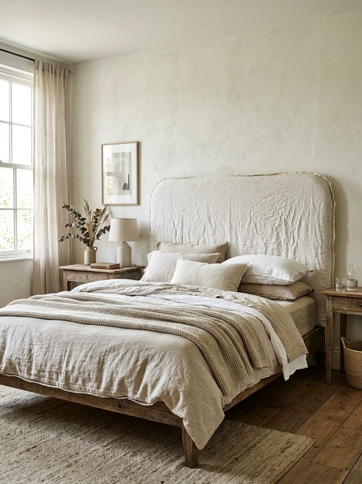Distressed Linen Headboard - 30 bedroom linen headboards