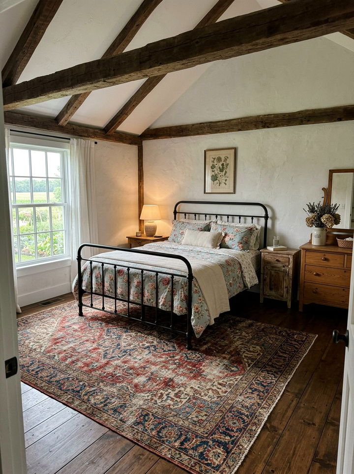 Distressed Oriental Rug - 30 bedroom rug ideas