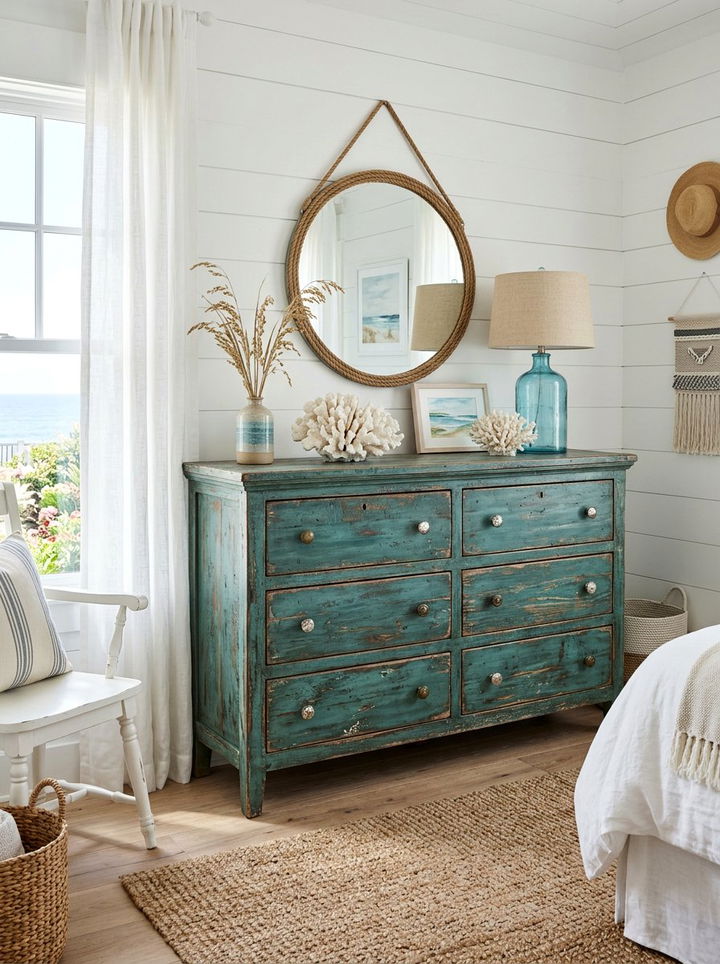 Distressed Teal Wood Dresser - 30 bedroom wood dressers