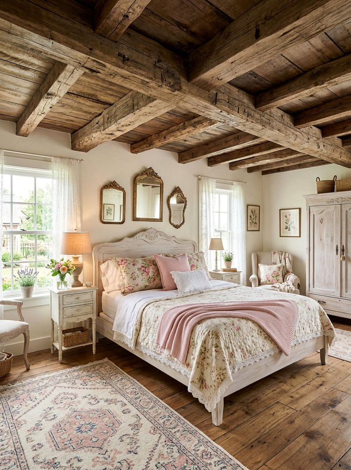 Distressed Wood Ceiling Beams - 30 exposed beam bedroom ideas