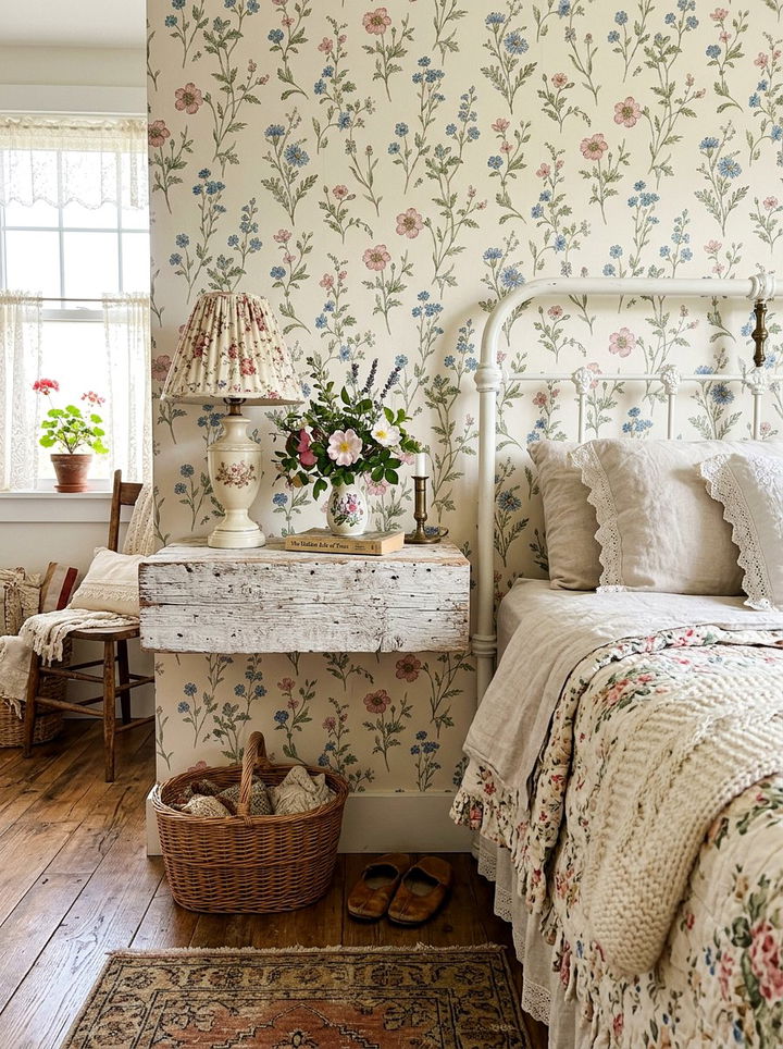 Distressed Wood Floating Shelf - 30 bedroom wall mounted nightstands