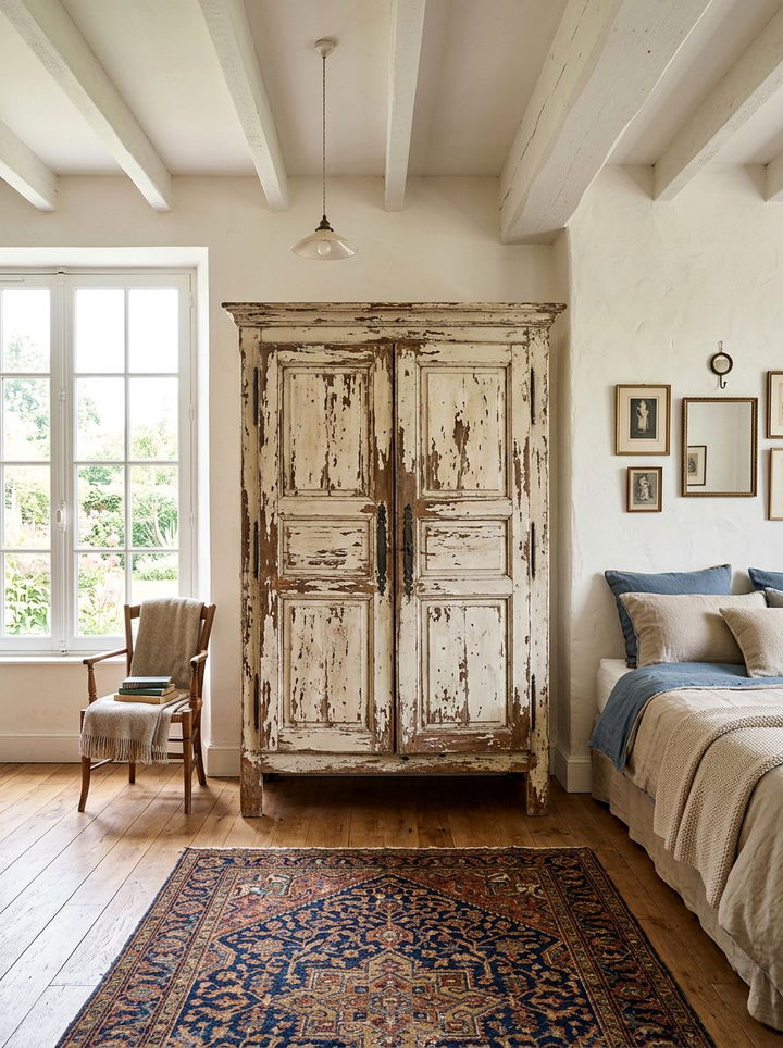 Distressed Wood Wardrobe - 30 bedroom reclaimed wood furniture ideas