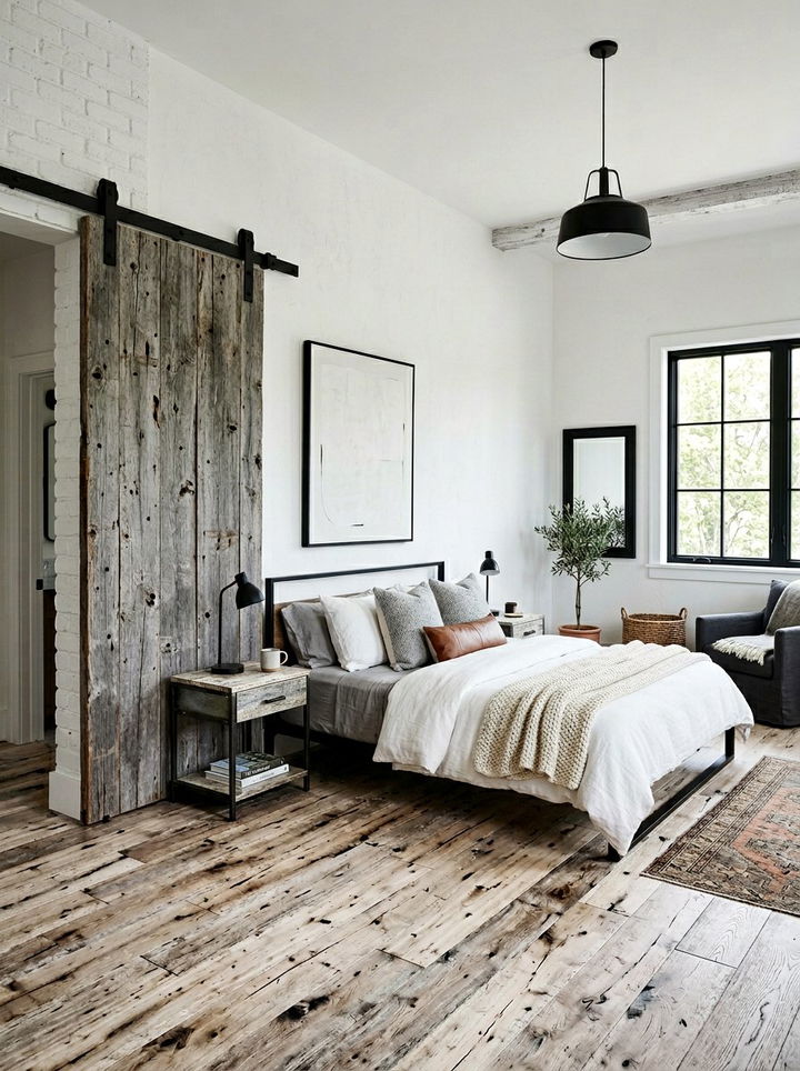Distressed Wood White Industrial Bedroom - 30 industrial white bedroom ideas